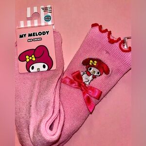 Sanrio Pink My Melody Crew Socks with Ruffled Edge